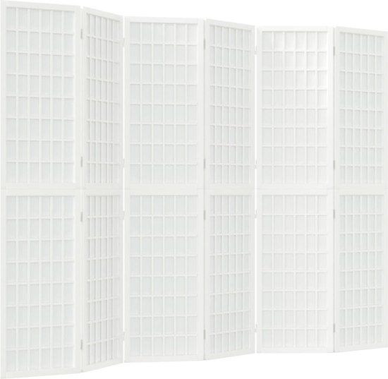 vidaXL Kamerscherm inklapbaar 6 panelen Japanse stijl 240x170 cm wit