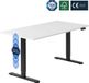 Backerz Bureau électrique assis-debout réglable 160 x 80 cm avec fonction mémoire, hauteur réglable - Pieds blancs et plateau en mélamine blanc