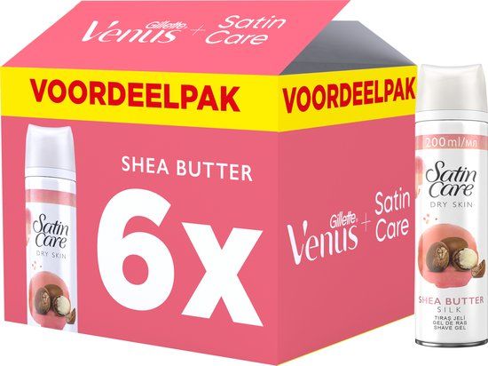 Gillette Venus Satin Care Scheergel Shea Butter Silk - 6 x 200ml - Droge Huid