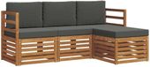 vidaXL Acacia Hout Bank Loungeset 4-zits Natuurlijk en Antraciet