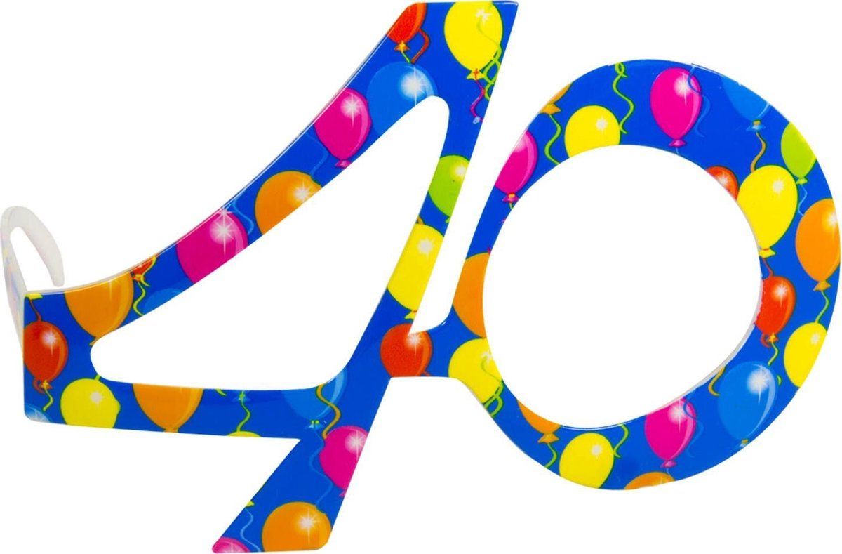 Folat Bril 40 Jaar Blauw Ballon - Blauw - Kunststof