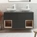 Hudson Reed Hoxton Meuble sous lavabo suspendu - Gris noir - Avec vasques ovale blanc - Design moderne - 120 cm - Sans LED