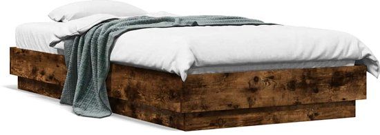 vidaXL Bedframe met LED-verlichting, gerookt eikenkleurig, 75x190 cm