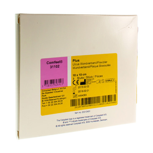 Comfeel Plus verband 10 x 10 cm 3 stuks