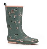 Rouchette Regenlaarzen voor dames Blossom watergroen
