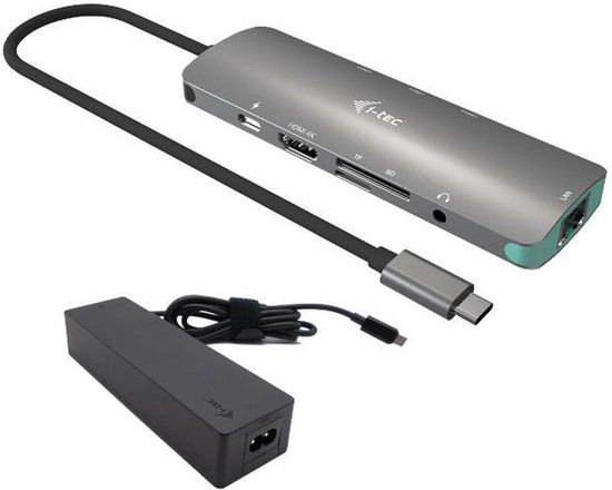 I-tec USB-C Metal Nano Docking Station 4K HDMI LAN with Power Delivery 100W + Universal Charger 100W