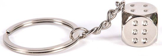 LGT JWLS Lookinggoodtoday Sleutelhanger Zilverkleurige Dobbelsteen
