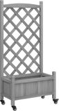 vidaXL jardinière avec treillis et roulettes bois de sapin massif gris