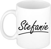 Bellatio Decorations Stefanie Naam koffiemok - beker - met sierlijke letters - wit