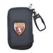 TORINO FC Leather Keychain with Zipper, Inner Rings and Logo Plate, 261839 TORINO, Black, One Size, European