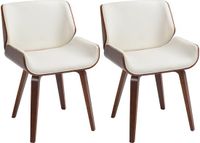 HOMCOM Eetkamerstoel - Set van 2 - Synthetische bekleding - Wit