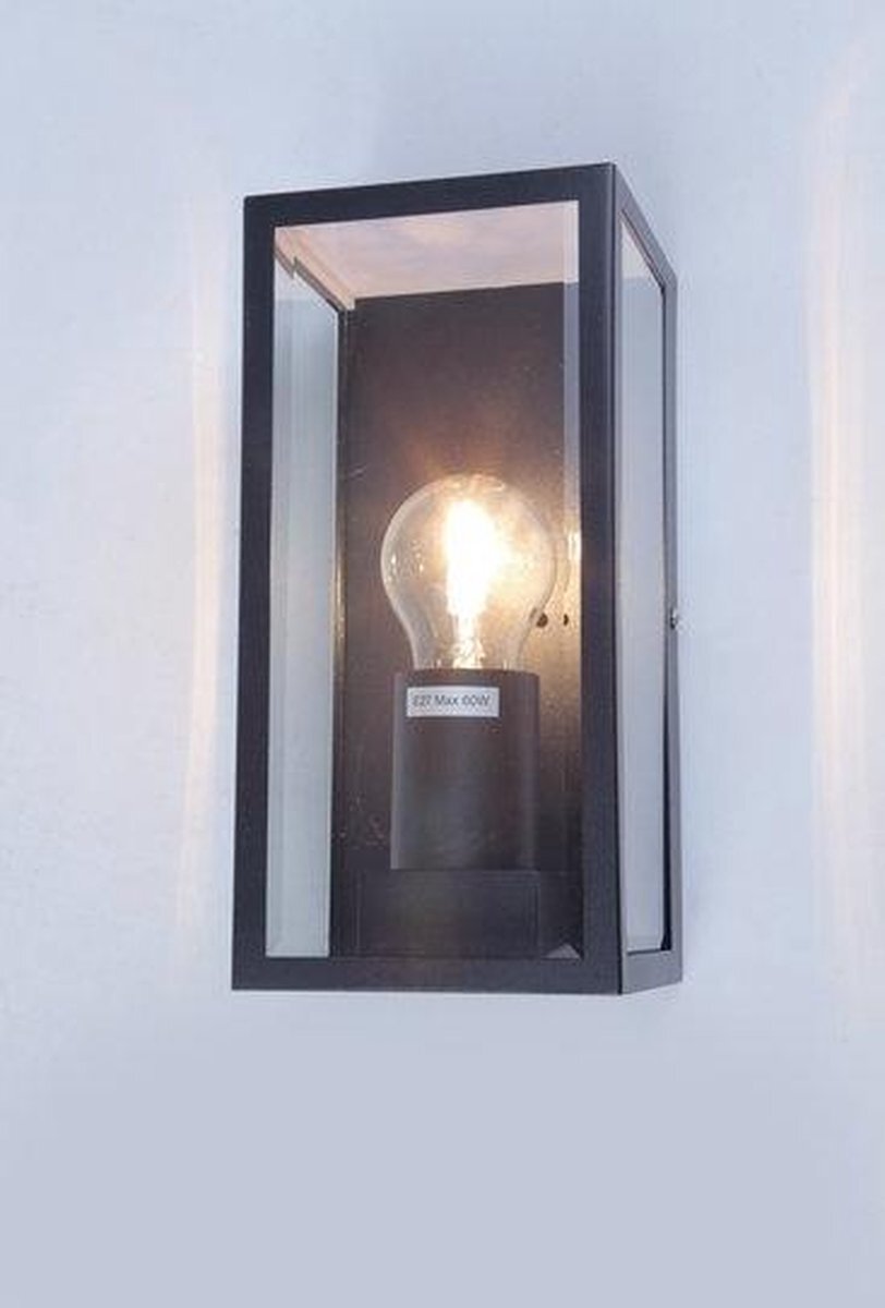 Groenovatie Wandlamp Glas - Modern Design - E27 Fitting - Waterdicht IP44 - Zwart