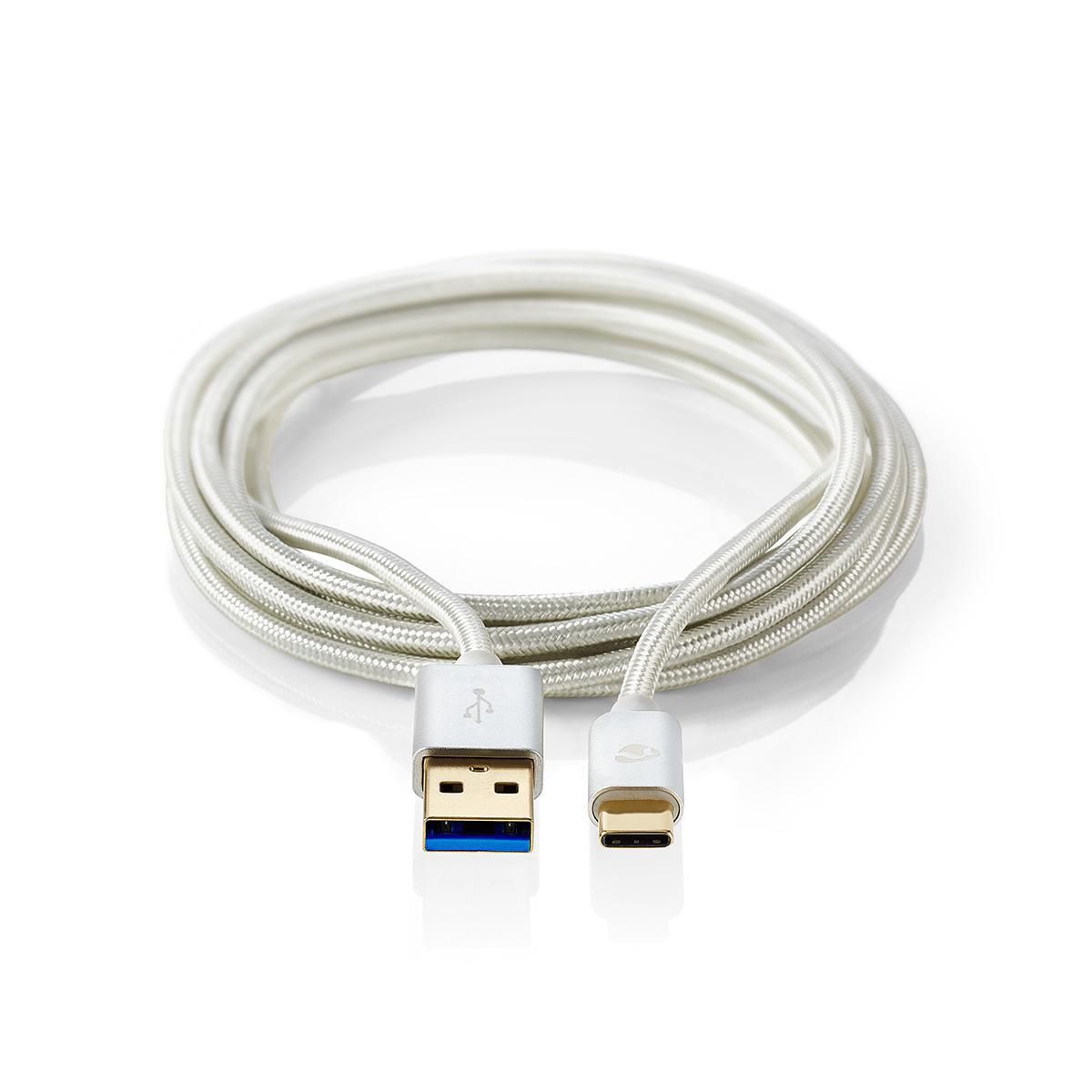 Nedis CCTB61600AL20 USB-kabel - 2 m - Aluminium