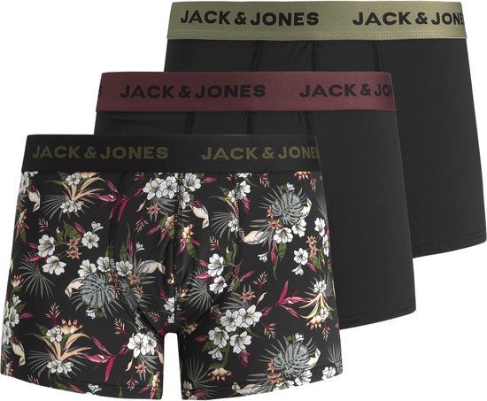 JACK & JONES JACFLOWER MICRO FIBER 3 PACK Boxershorts - Zwart - Maat L