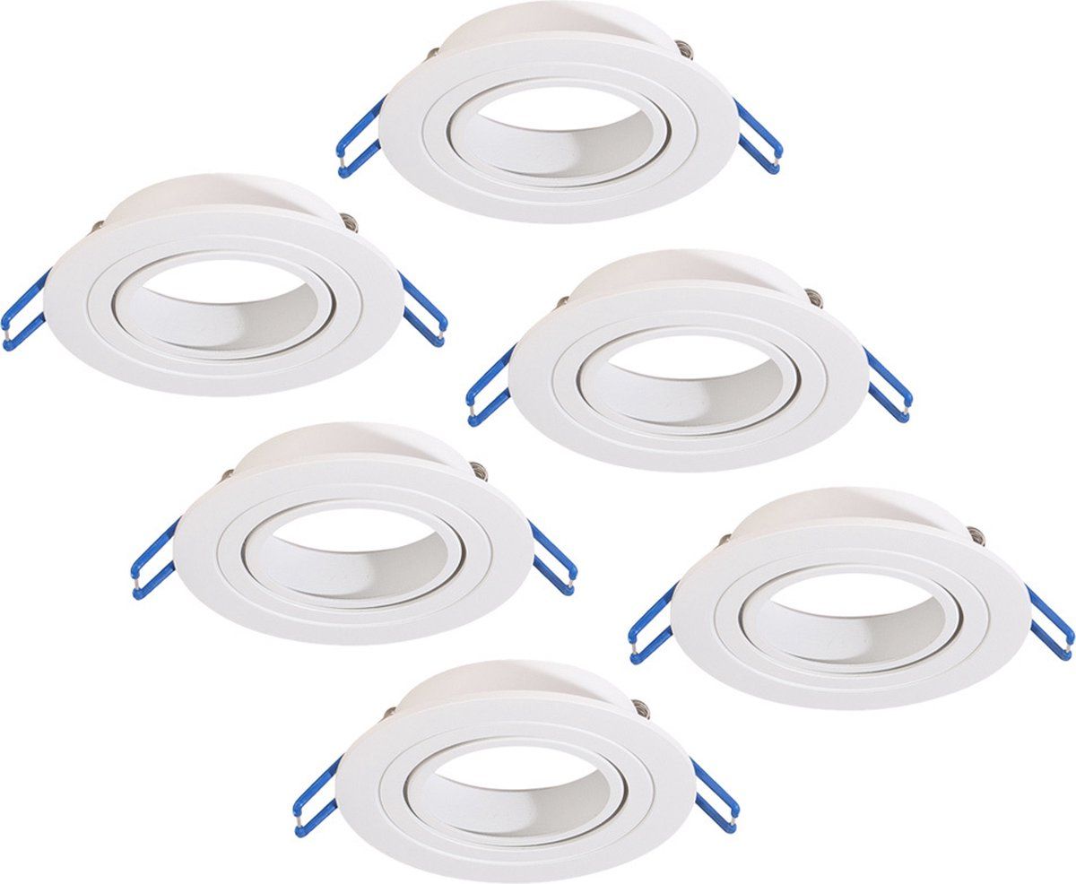 HOFTRONIC - Set van 6 Balos GU10 Inbouwspots - Wit - Kantelbaar - Aluminium