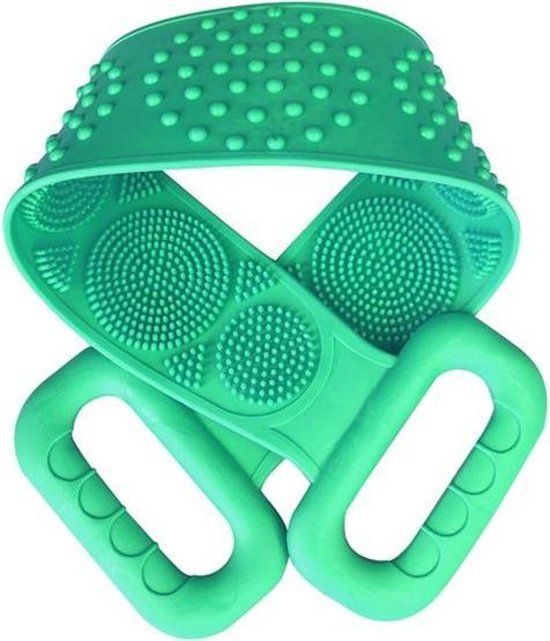 Groene siliconen rugschrubber met dubbelzijdig design