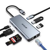 AYCLIF USB C Hub, 8 in 1 USB C adapter Dual Display 4K HDMI, USB C Dockingstation voor MacBook Pro/Air (Gigabit Ethernet, 5 Gbit/s USB 3.0, PD 100W, SD/TF lezer) voor Dell, Oppervlak, HP, Lenovo
