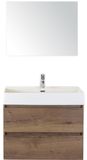 BES LED Maxx XL Badmeubelset 80 cm - Tabacco - Wastafel Kube 1 Kraangat met Spiegel