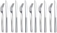 Unyqoos Set de couverts à steak, 12 pièces, acier inoxydable, argenté