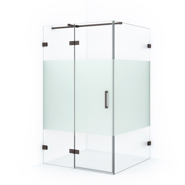 Maxaro Douchecabine Diamond 120x100cm 8mm Helder Veiligheidsglas met Matte Strook Zwart Metaal