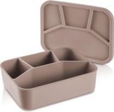 Merkloos Lunchbox Large-4 vakken (1240 ml), opbergcontainer/voorraaddoos van 100% platina-siliconen, scheurbestendig materiaal, hitte- en koudebestendig, luchtdicht, vaatwasmachinebestendig (beige)