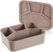 Merkloos Lunchbox Large-4 vakken (1240 ml), opbergcontainer/voorraaddoos van 100% platina-siliconen, scheurbestendig materiaal, hitte- en koudebestendig, luchtdicht, vaatwasmachinebestendig (beige)