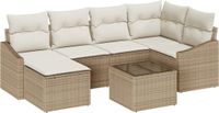 vidaXL Tuinbank Set 7-delig Beige Polyrattan