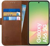 Rosso Deluxe Echt Leer Hoesje Geschikt voor Samsung Galaxy A56 | Portemonnee Book Case | Bruin