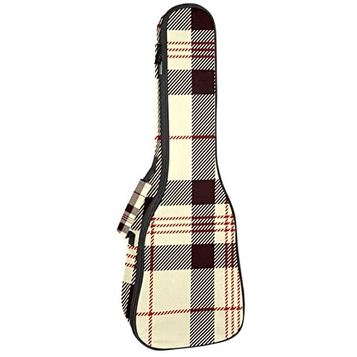 Mersov Tenor Ukulele Gigbag Waterdichte Ukelele Case Gewatteerde Rugzak, Geweldig voor Sopraan Concert (21/23/24") Zwart & Beige Schotse Plaid