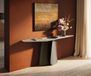 Livos Table console Edge Polygonal 180x50 cm Céramique Laminam® Travertino Bianco Crème-blanc Livos Finition effet métal Titane