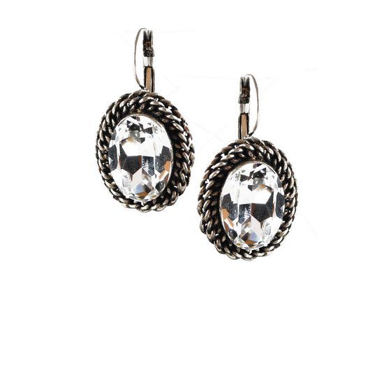 Otazu - Vintage Oorbellen - Wit-Swarovski steen