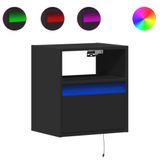VidaXL TV-meubel met 2 lades en LED-verlichting 80x31x45 cm zwart