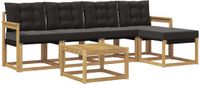 vidaXL Acacia Hout Bank Loungeset Wit en Zwart 5 Zitplekken