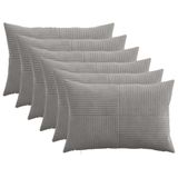 vidaXL - Kussensloop - 6 stuks - ALMELO - Lichtgrijs - 30 x 50 cm - corduroy