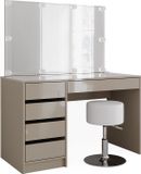 Vicco Kaptafel Sherry Grijs 120 cm met spiegel, LED-lichtslinger en kruk