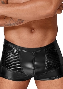DECADENCE - Wetlook shorts with PVC pleats - M - Black