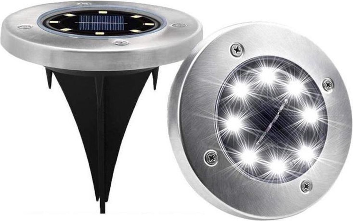 R&J Goods Solar Spot - LED Grondspots set - 4 stuks - 10x LED - Solar Tuin Set- Tuinverlichting - Zonne Energie - Waterdicht - Milieuvriendelijke verlichting