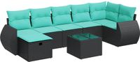 vidaXL 8-delige Loungeset met kussens polyrattan zwart