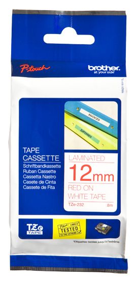 Brother TZE232 - Label tape - 12 mm - white on red