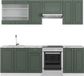 Vicco Fame-Line Unité de cuisine complète – 240 cm, WB Marbre Vert-Or Style champêtre/Blanc