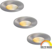 HOFTRONIC Set van 3 Vegas LED platte inbouwspots - RVS - Dim to Warm - 3.8W