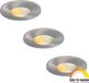 HOFTRONIC Set van 3 Vegas LED platte inbouwspots - RVS - Dim to Warm - 3.8W