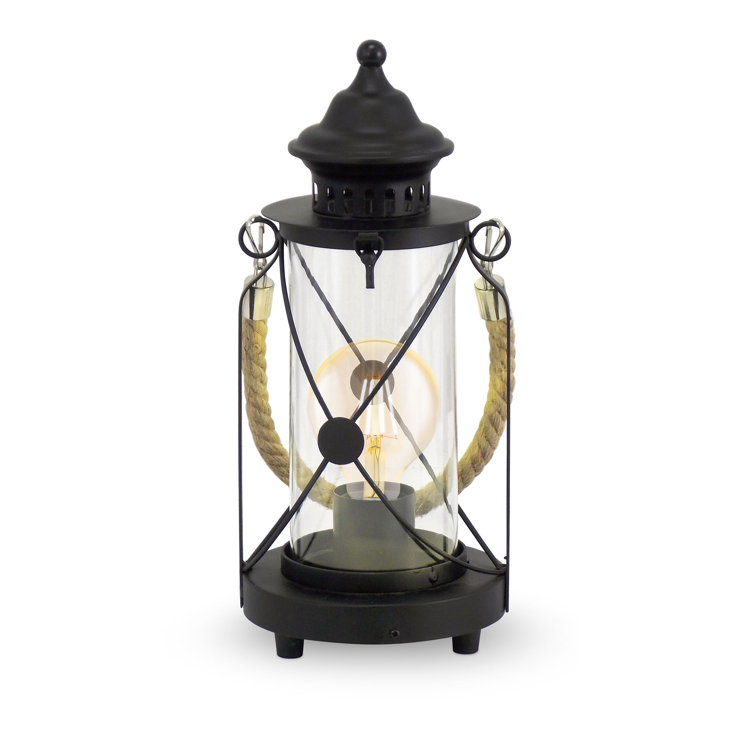 EGLO Bradford Tafellamp - E27 - Zwart/Transparant