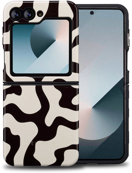 Selencia Hoesje - Geschikt voor Samsung Galaxy Z Flip 6 / Z Flip 7 FE - Backcover - Art Wave Black