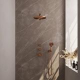 Brauer Copper Edition Thermostatische Regendoucheset Inbouw - Hoofddouche 30 cm - Rechte Wandarm - Handdouche 3 Standen - Doucheslang - Wandaansluitbocht