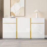 MODFU - Sideboard - 3 Deuren En 2 Laden - Modern - Voor Woonkamer - MDF En Spaanplaat - Wit - 160 X 40 X 78 Cm