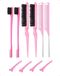 Merkloos 12-delige roze stylingset met staartkam met punt voor dames, vlechten en scheidingen voor salon en thuis