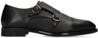 Manfield - Heren - Zwarte leren gespschoenen - Maat 45