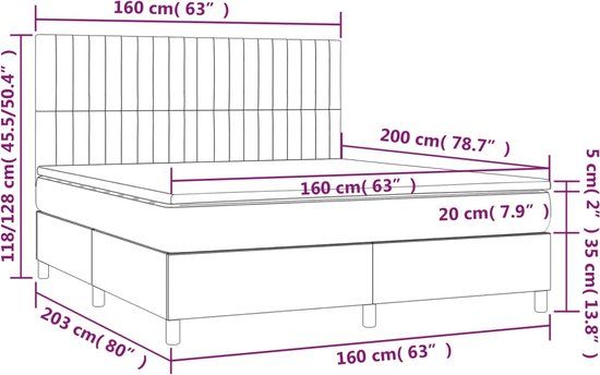 vidaXL Boxspring met matras stof blauw 160x200 cm