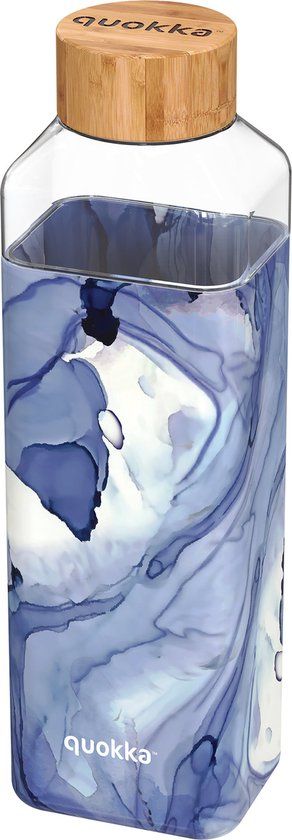 4KidsOnly Quokka Drinkfles Storm Liquid Glas 700 Ml Blauw/wit